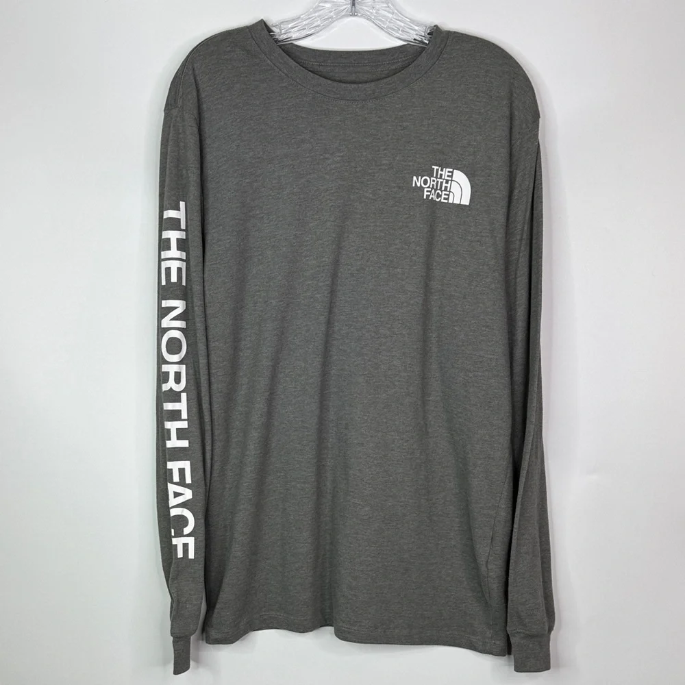 The North Face Grey Long Sleeve Logo Shirt Size Medium Men's